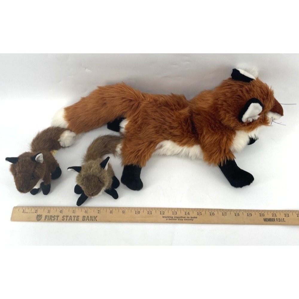 Folkmanis Red Fox Plush Full Hand Puppet & 2 Mini Fox Finger Puppets Family Lot - Picture 7 of 7